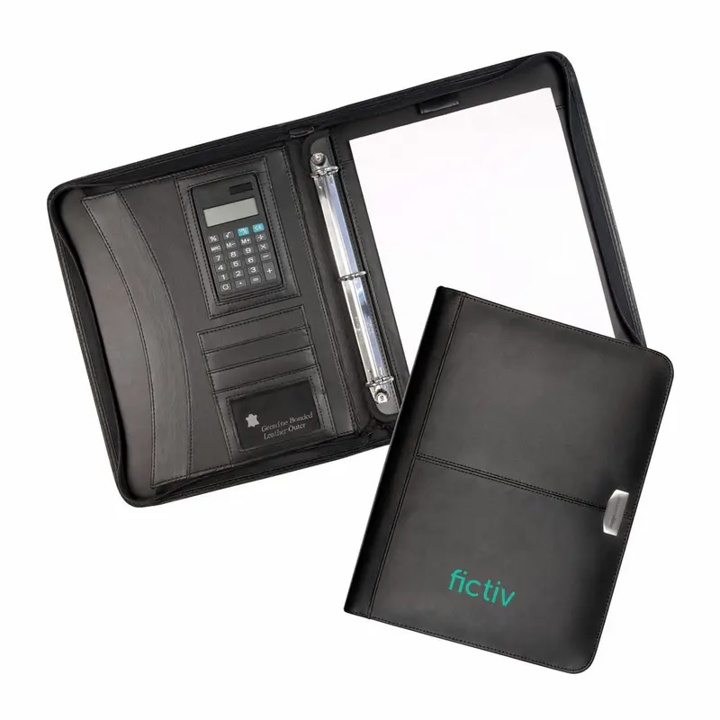 Essex Leather Zippered 3 Ring Compendium – Compendiums – available in black colour