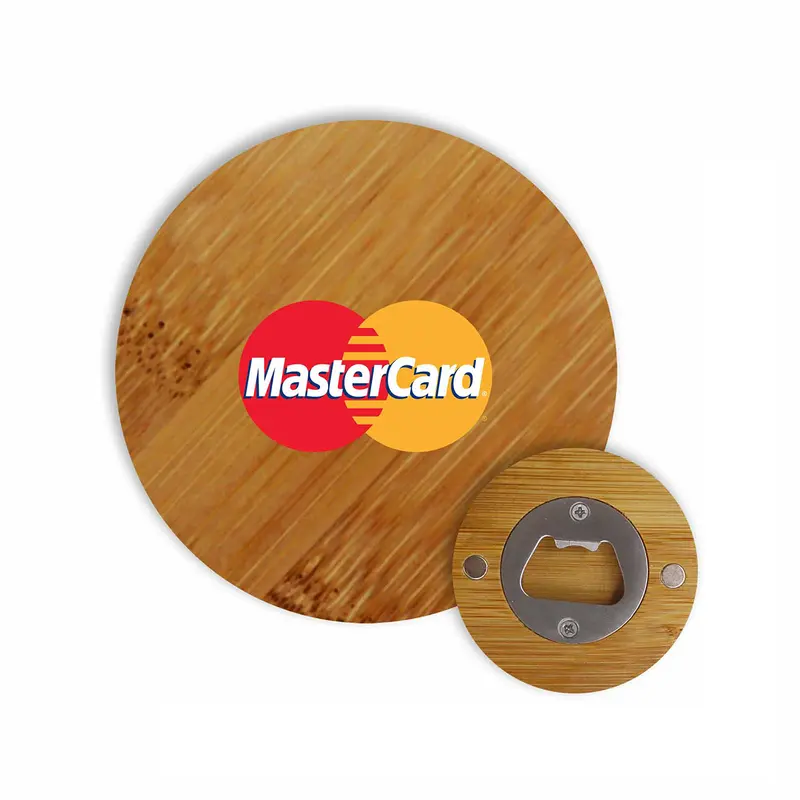 Round Bamboo Bottle Opener – Bottle Openers – available in brown colour