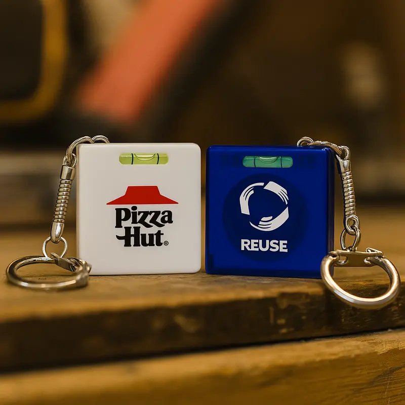 Tape Measure with Level Key Chain – Tape Measures – available in blue, white colours