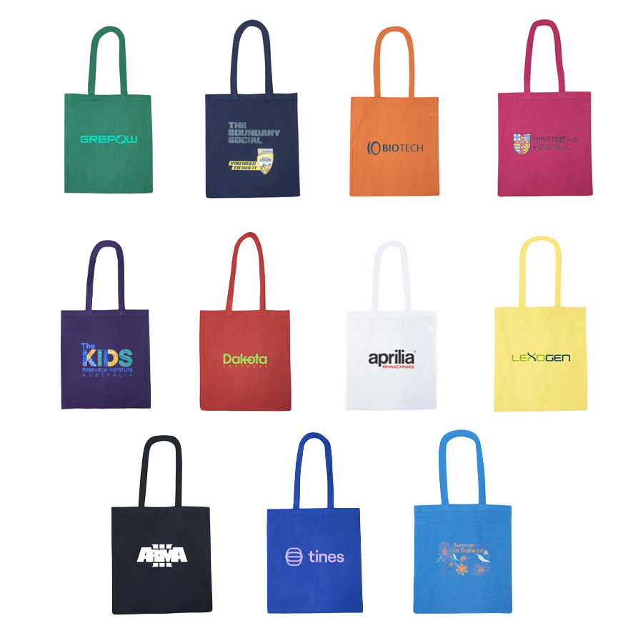 Recycled Colourful Cotton Tote Bag – Tote Bags – Promobrands – available in Black, Cyan, Green, Orange and 5 more – photo 1 of 23