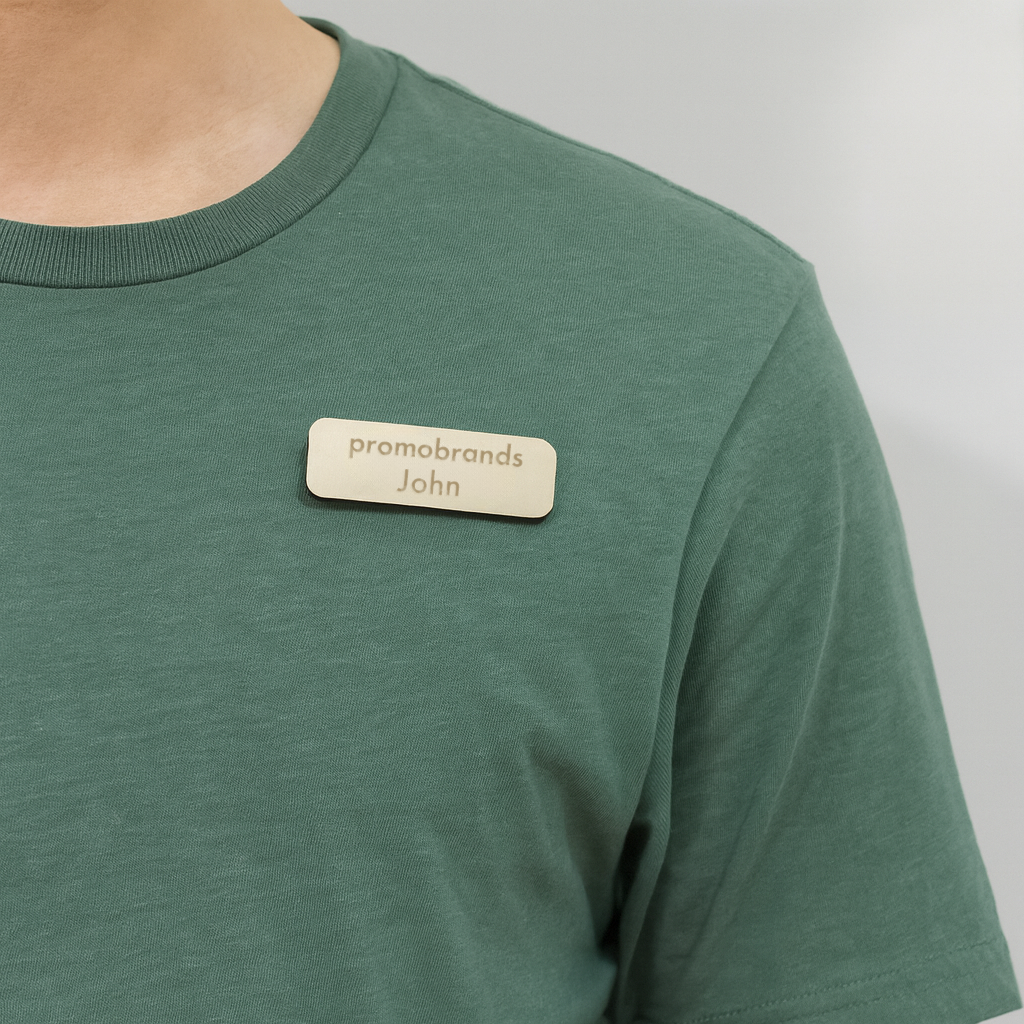 Complete Magnetic Wooden Badge – Name Badges – Promobrands – available in Bamboo – photo 1 of 3