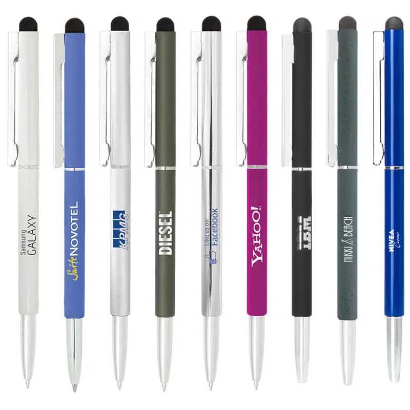 BND71S CLAP STYLUS THIN TWIST METAL BALL PEN – Metal Pens – available in multi colour