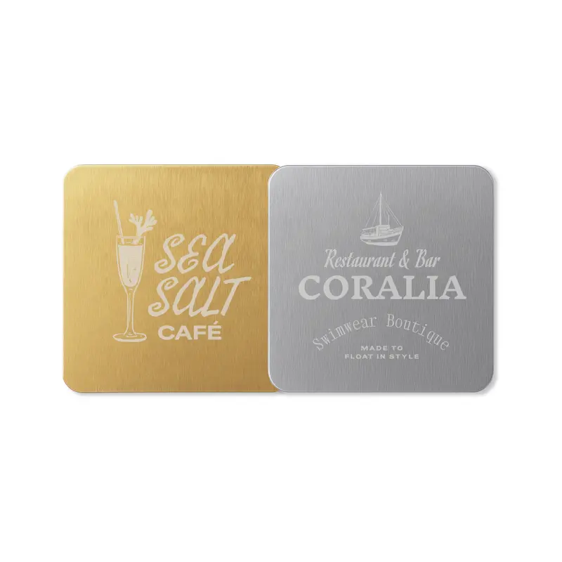Square Metal Coaster – Coasters – available in gold, silver colours