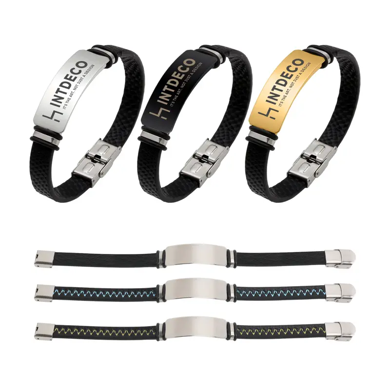 Engraved PU Leather Bracelet – Accessories – available in black, gold, silver colours