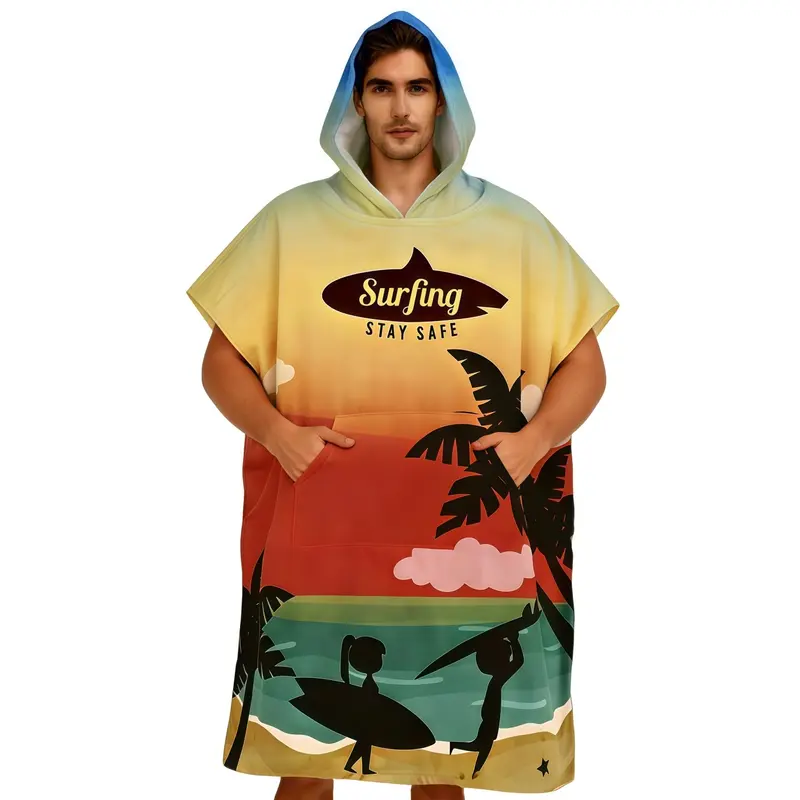 100% Cotton Sublimation Hoody Towel Surf Poncho – Towels – available in multi colour