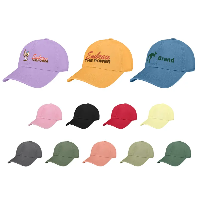 6 Panel Premium Washed Cotton Baseball Cap – Baseball Caps – available in black, blue, green, grey colours and 4 more