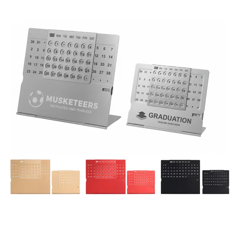 Aluminium Desk Calendar – Calendars – available in black, gold, red, silver colours