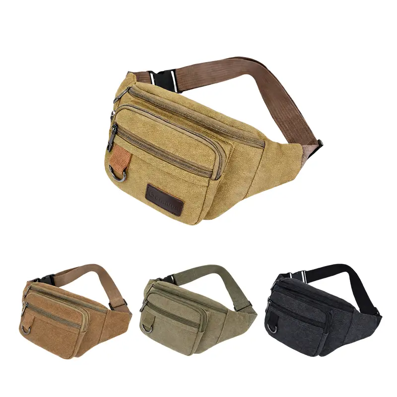 Canvas Waist Bag – Bum Bags – available in beige, black, brown, green colours
