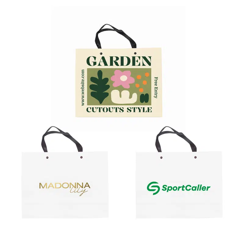 Knitted Handle Bag with Lamination(300x230x100mm) – Paper Bags – available in multi colour
