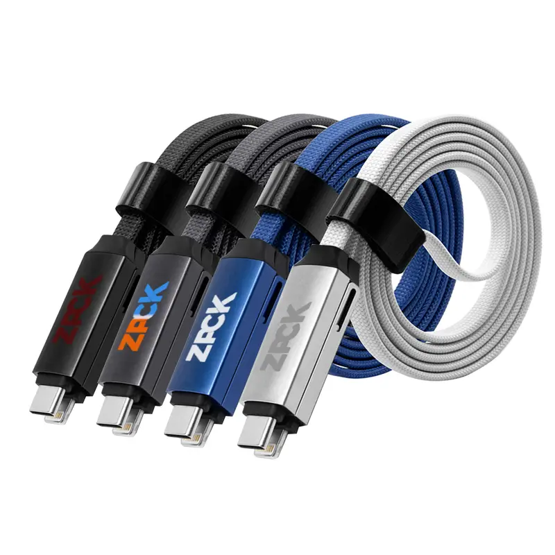 60W Long 3-In-1 Charging Cable – Charging Cables – available in black, blue, grey, silver colours