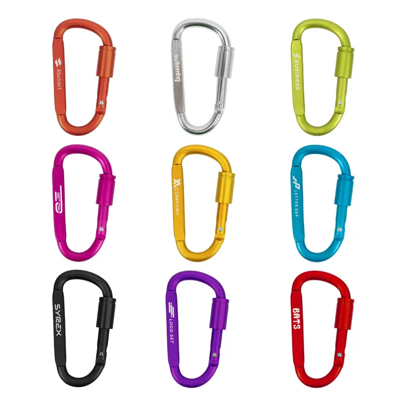 Custom D Shape Camping Carabiner – Misc Outdoors – available in black, blue, gold, green colours and 5 more