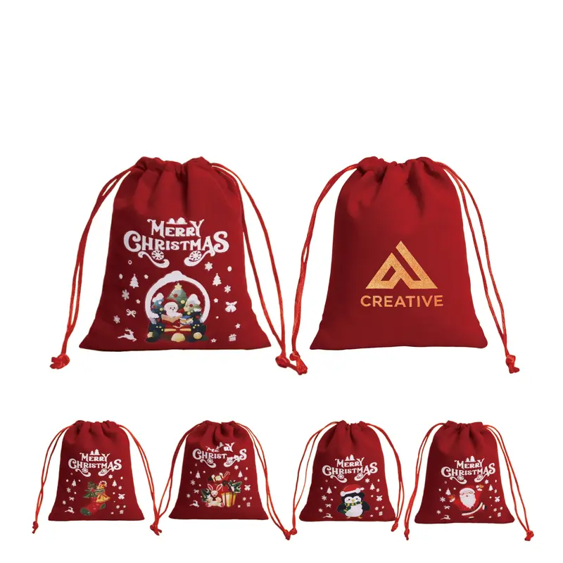 Christmas Drawstring Gift Bags – Drawstring Bags – available in red colour