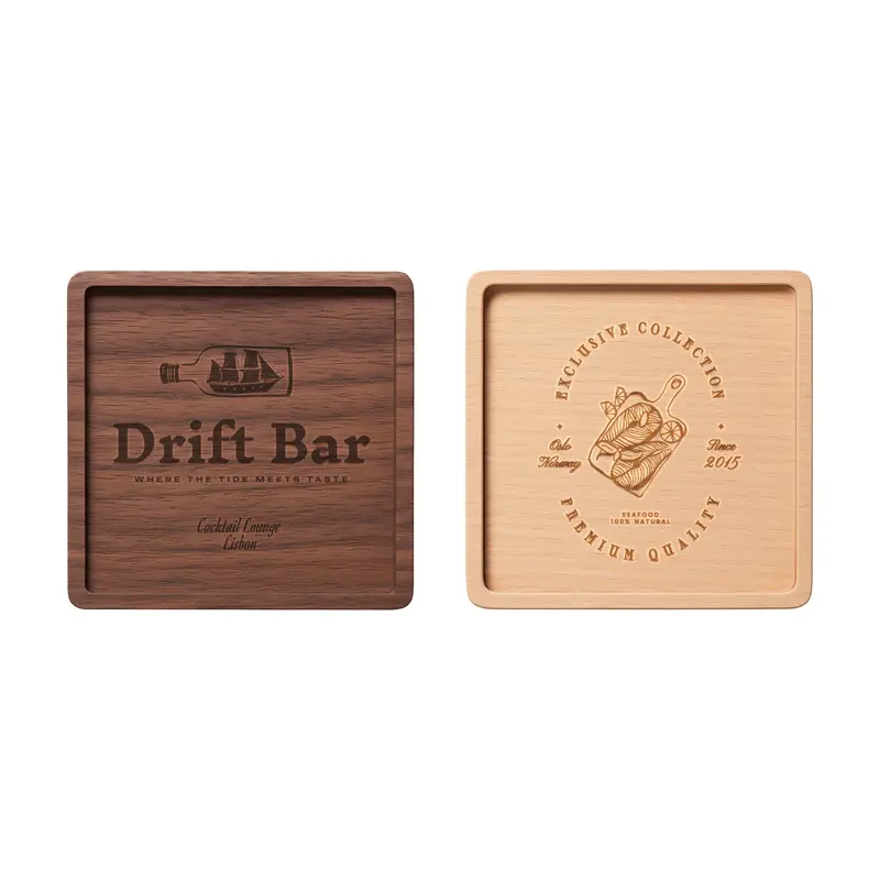 Square Wooden Coaster – Coasters – available in brown colour