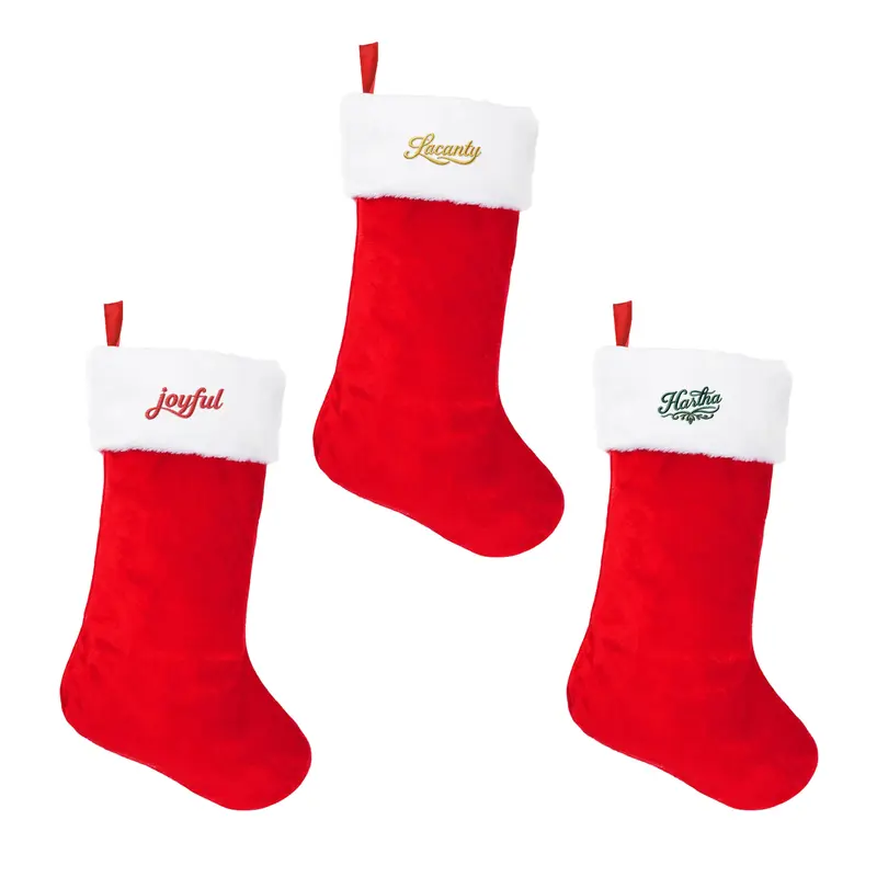 Red and White Embroidered Christmas Stocking – Misc Outdoors – available in red colour