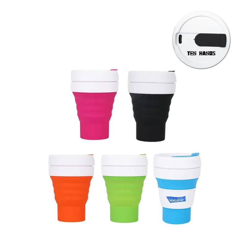 355ml Collapsible Silicon Coffee Cup – Reusable Coffee Cups – available in black, blue, green, orange colours and 1 more