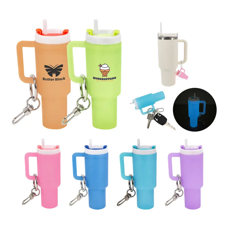 Glow in the Dark Mini Tumbler Keyring – Keyrings – available in blue, green, orange, pink colours and 1 more