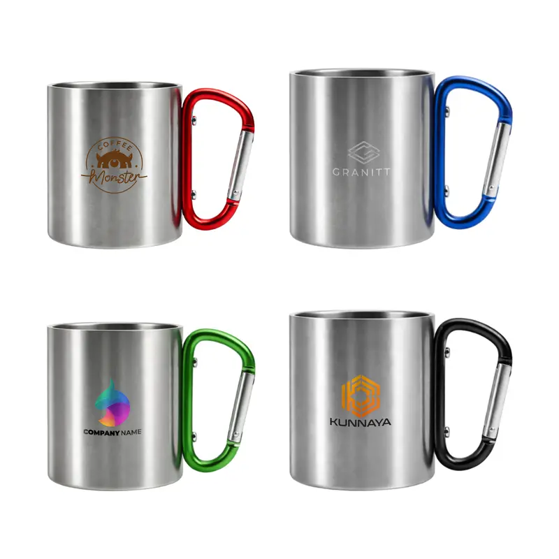 170ML/280ML Stainless Steel Insulated Travel Mug with Carabiner Handle – Travel Mugs – available in black, blue, green, red colours