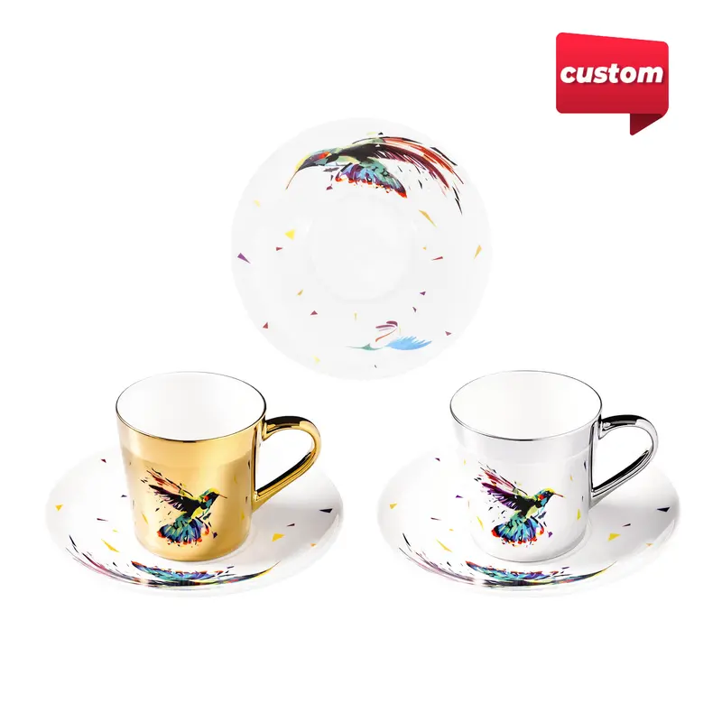 250ML Ceramic Mirror Reflection Coffee Mug – Mugs – available in silver colour