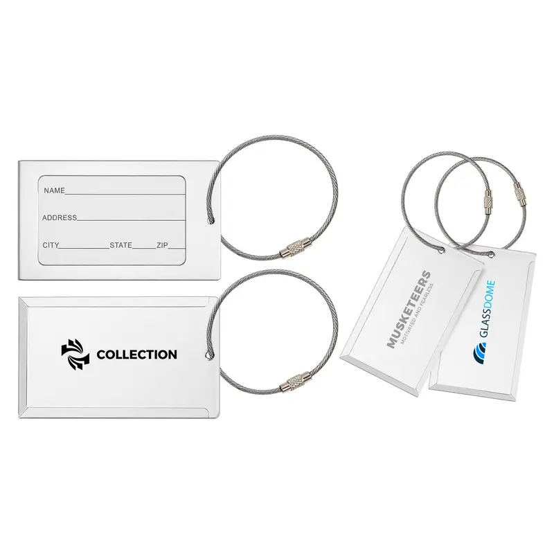 Square Aluminium Luggage Tag C – Misc Outdoors – available in silver colour