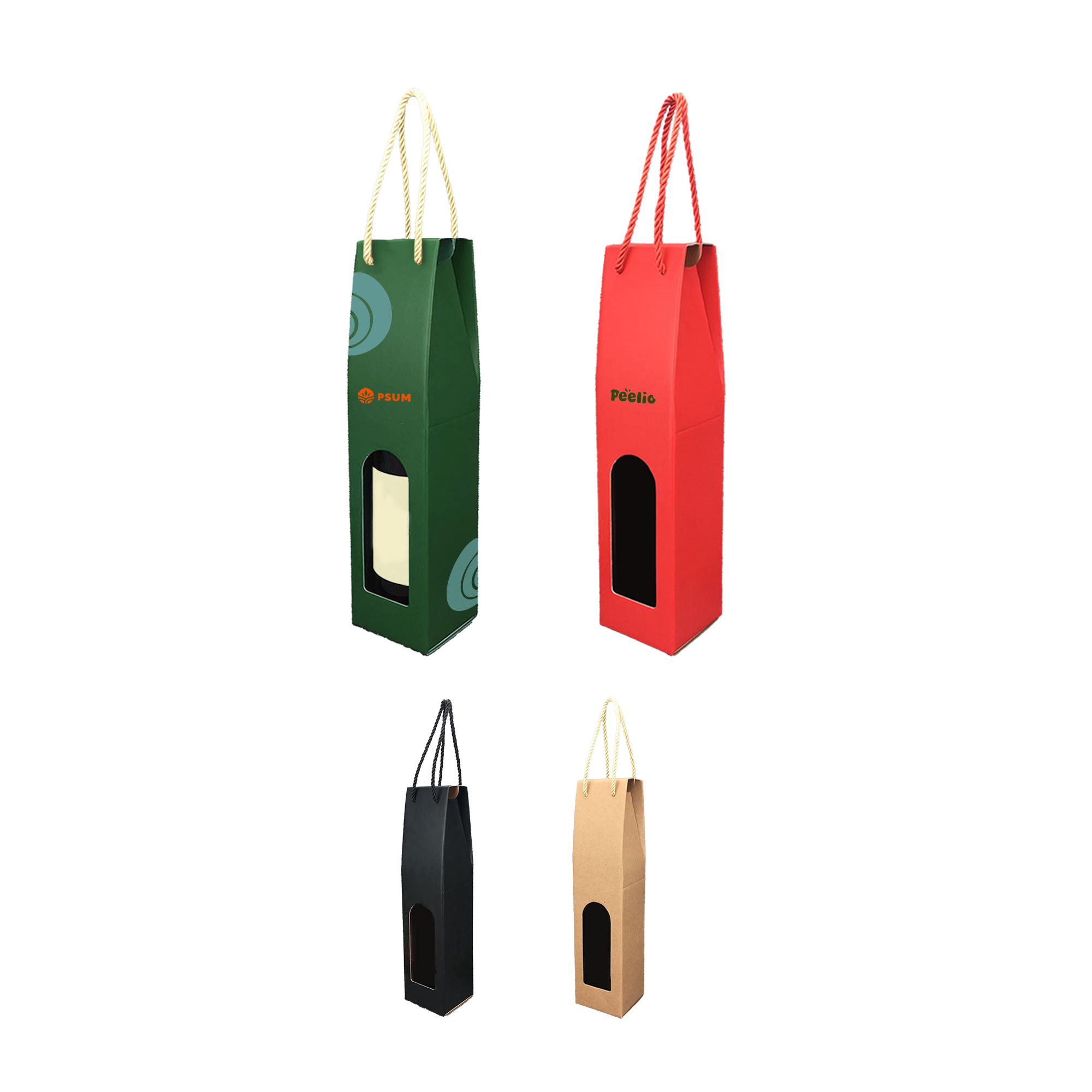 Single Bottle Wine Box with Rope Handle