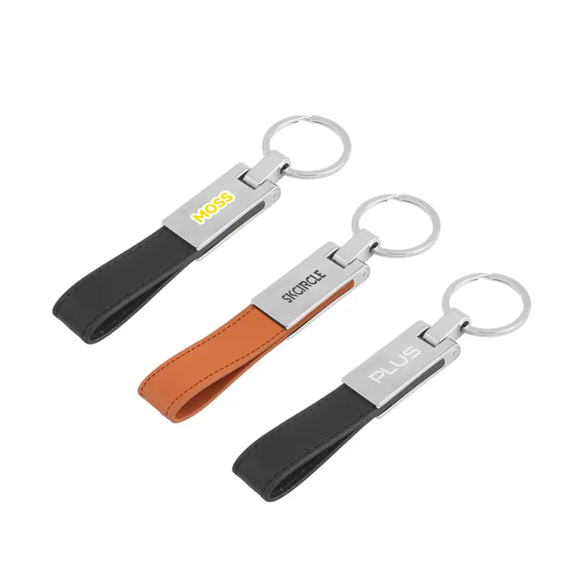 PU Leather Metal Keyring B – Keyrings – available in black, brown colours