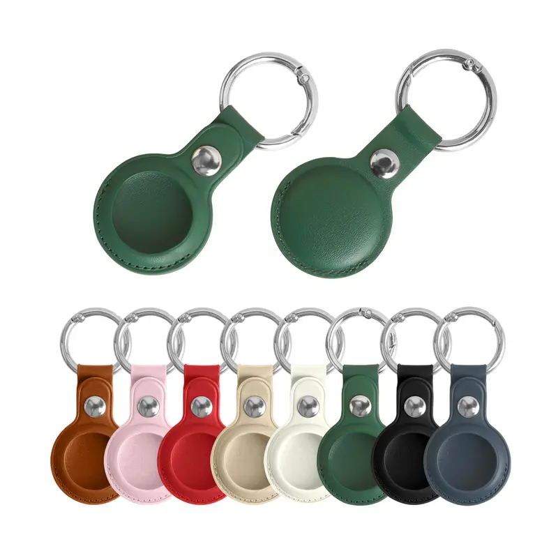 PU Leather AirTag Holder with Keyring – Keyrings – available in beige, black, blue, brown colours and 7 more
