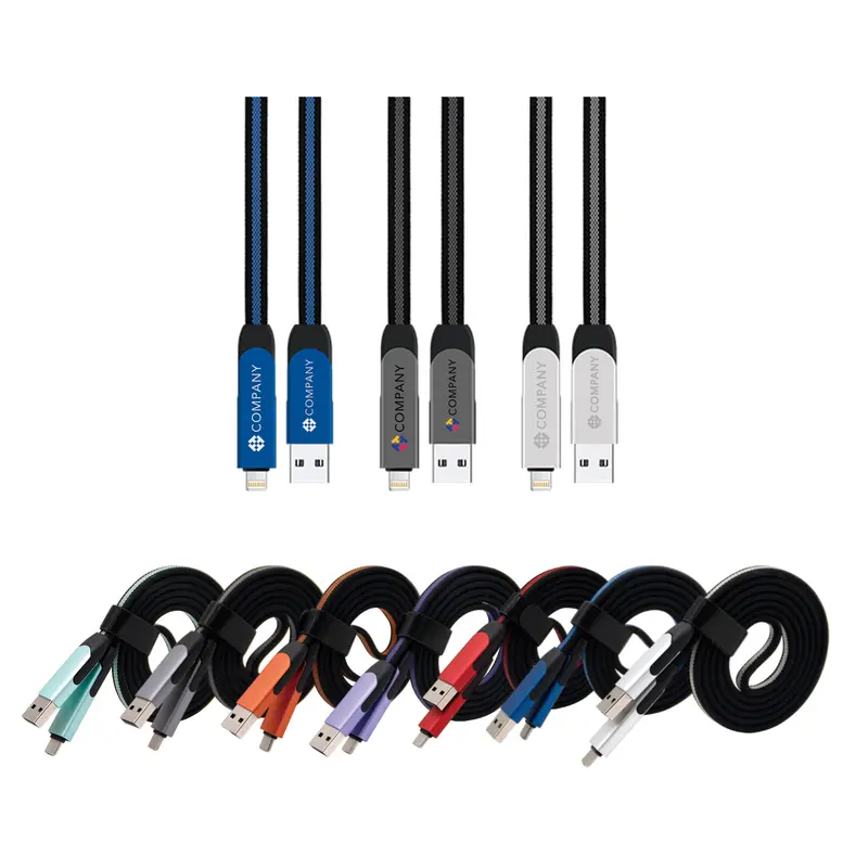 60W 6-in-1 Long Braided Charging Cable – Charging Cables – available in blue, green, grey, orange colours and 3 more