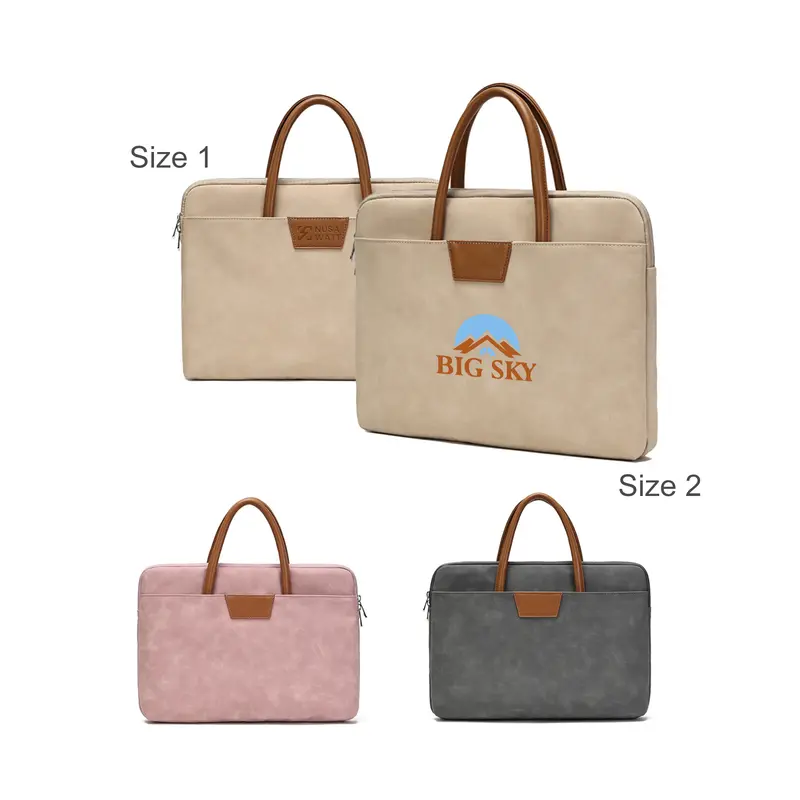 Suede PU Leather Laptop Bag – Laptops – available in beige, grey, pink colours