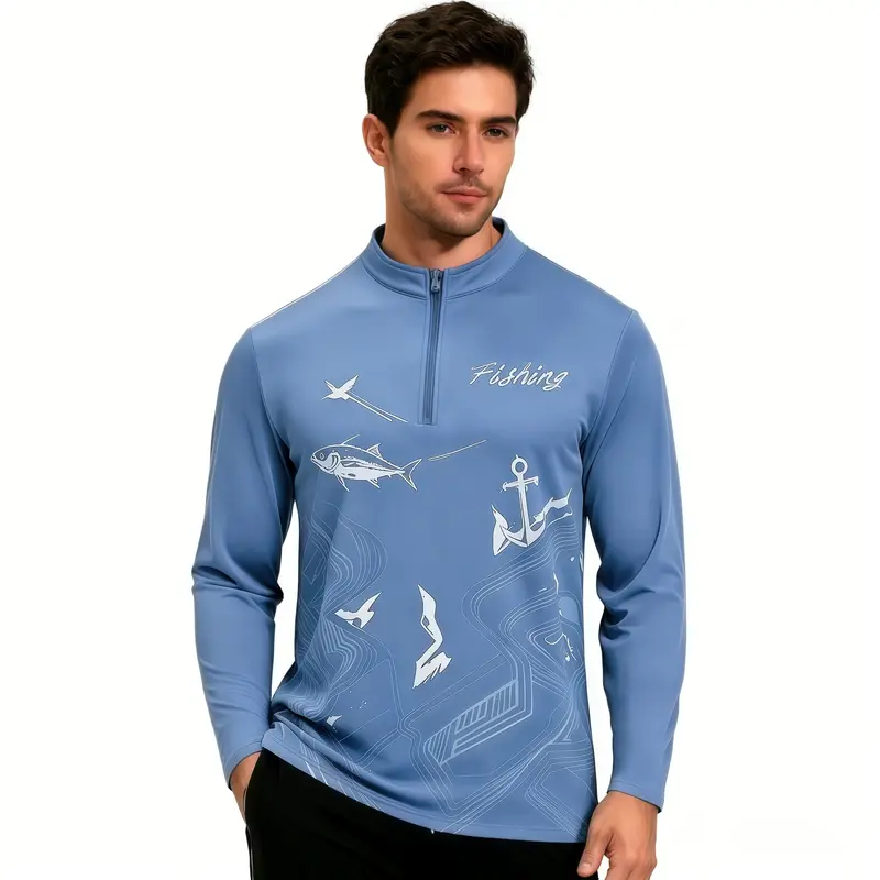 Men's Polyester Spandex Sublimated 1/4 Zip Fishing Pullover – Pullovers – available in multi colour