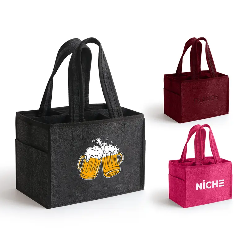 Felt Wine Tote Bag – Tote Bags – available in grey, pink, red colours