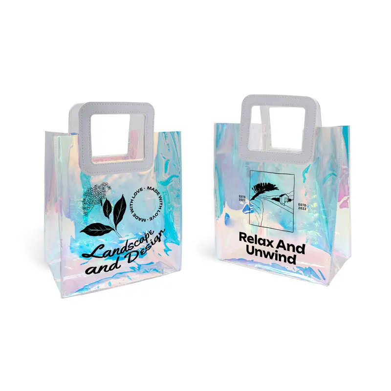 Iridescent Rainbow PVC Bag – Tote Bags – available in white colour