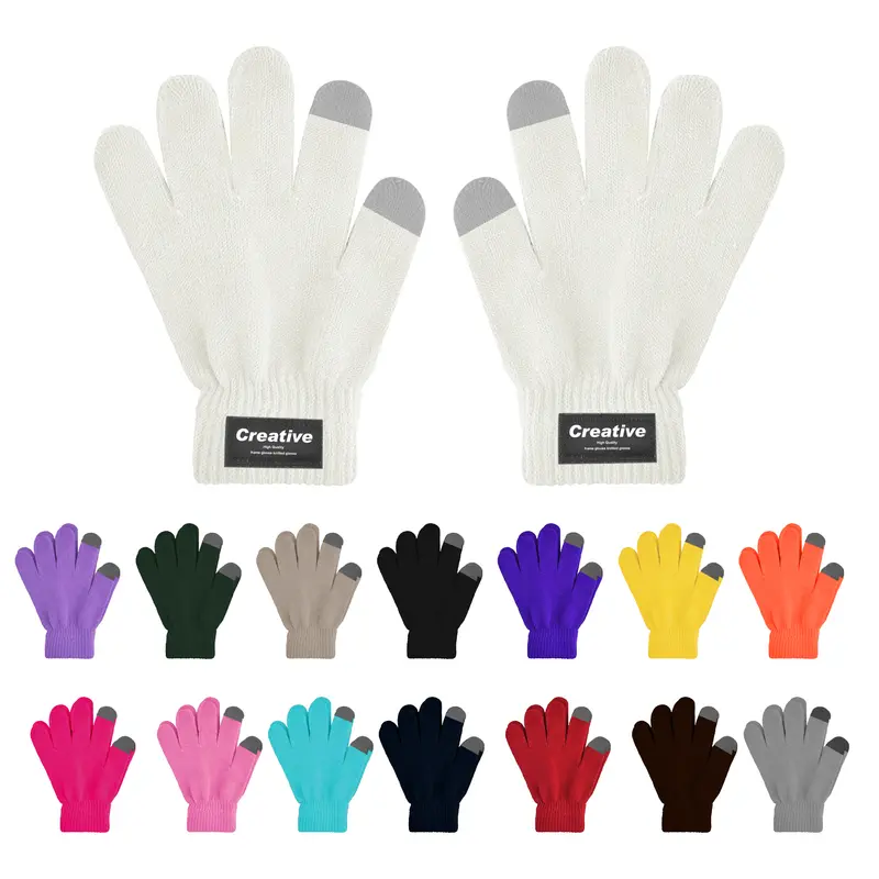 Adults Plain Knitted Gloves with Woven Label – Accessories – available in beige, black, blue, brown colours and 8 more
