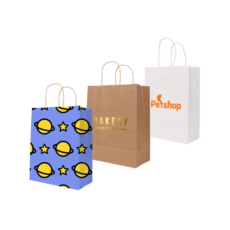 Twisted Handle Kraft Paper Bag(260x330x120mm) – Paper Bags – available in multi colour