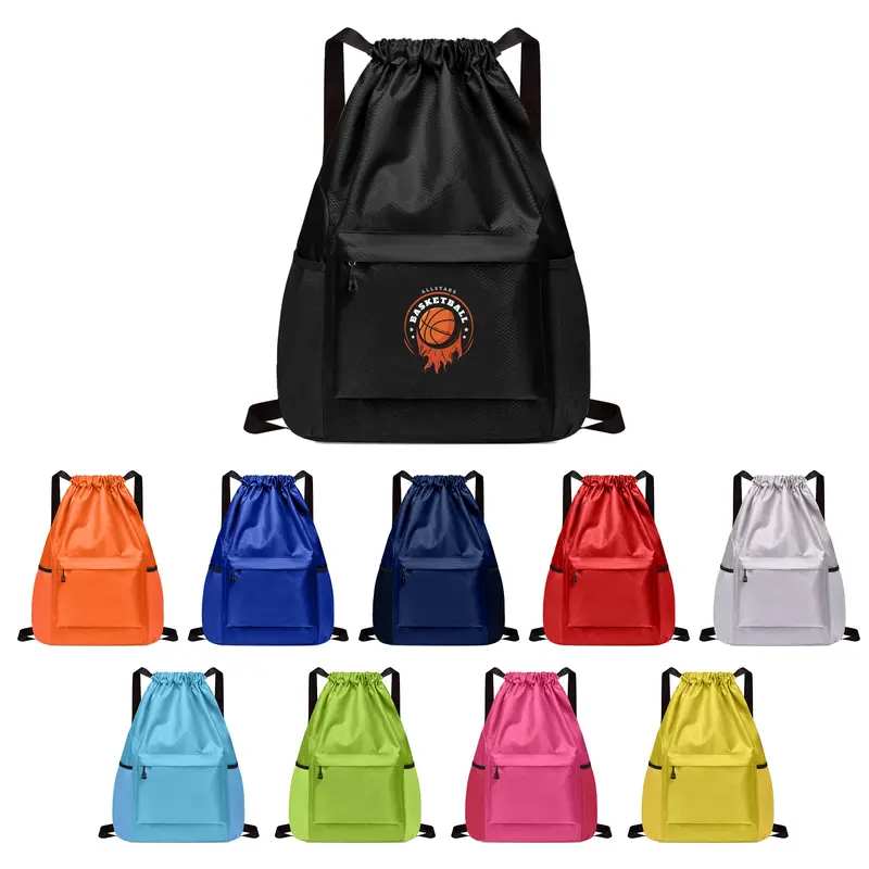 Multi-Pocket Drawstring Backpack – Drawstring Bags – available in black, blue, green, grey colours and 4 more