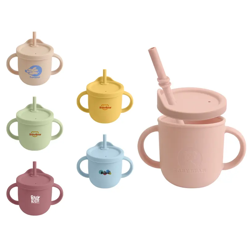 Silicone Kids Sipper Cup – Drink Bottles – available in beige, blue, green, pink colours and 1 more