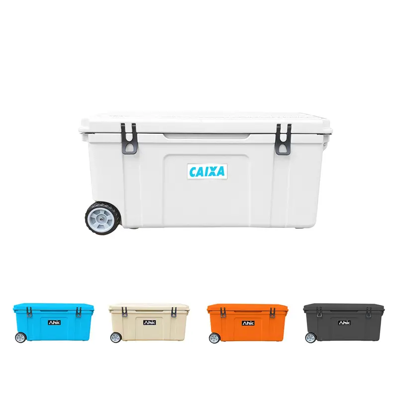 120L Cooler Box with Wheels – BBQ Sets – available in beige, blue, grey, orange colours and 1 more