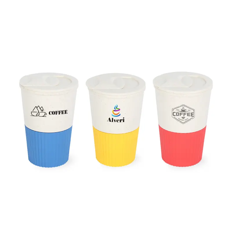 380ML Wheat Straw Water Cup with Lid – Cups & Tumblers