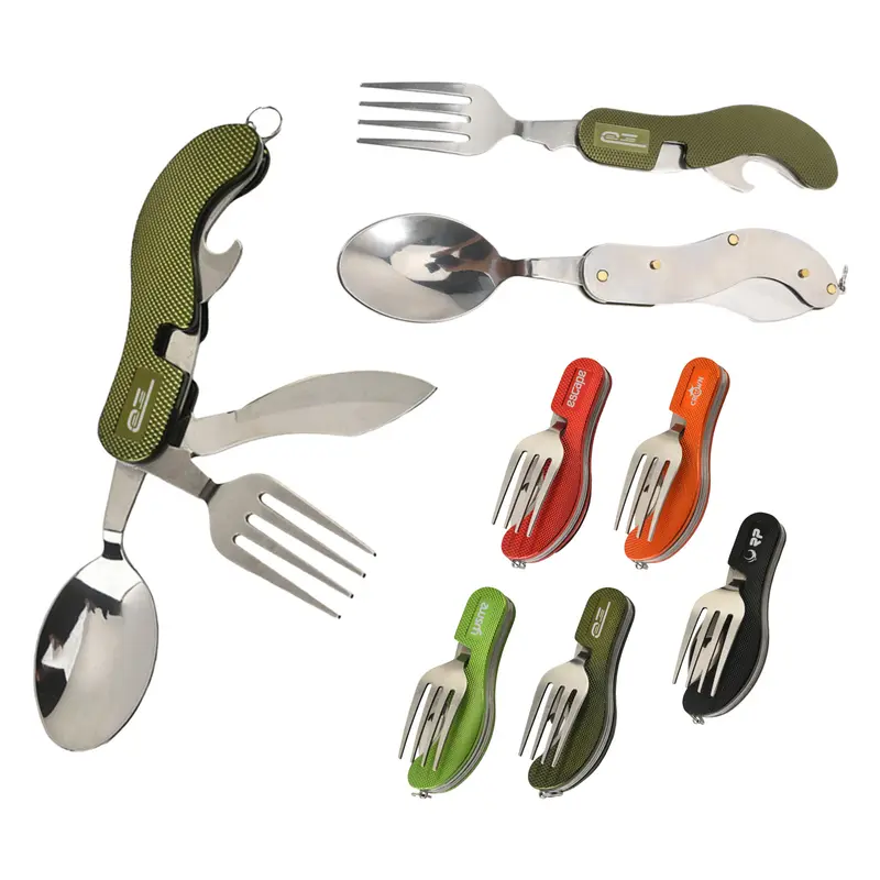 Camping Cutlery – Misc Outdoors – available in black, green, orange, red colours