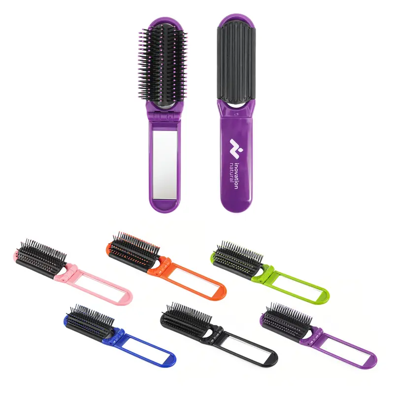 Folding Hair Brush With Mirror – Misc Health