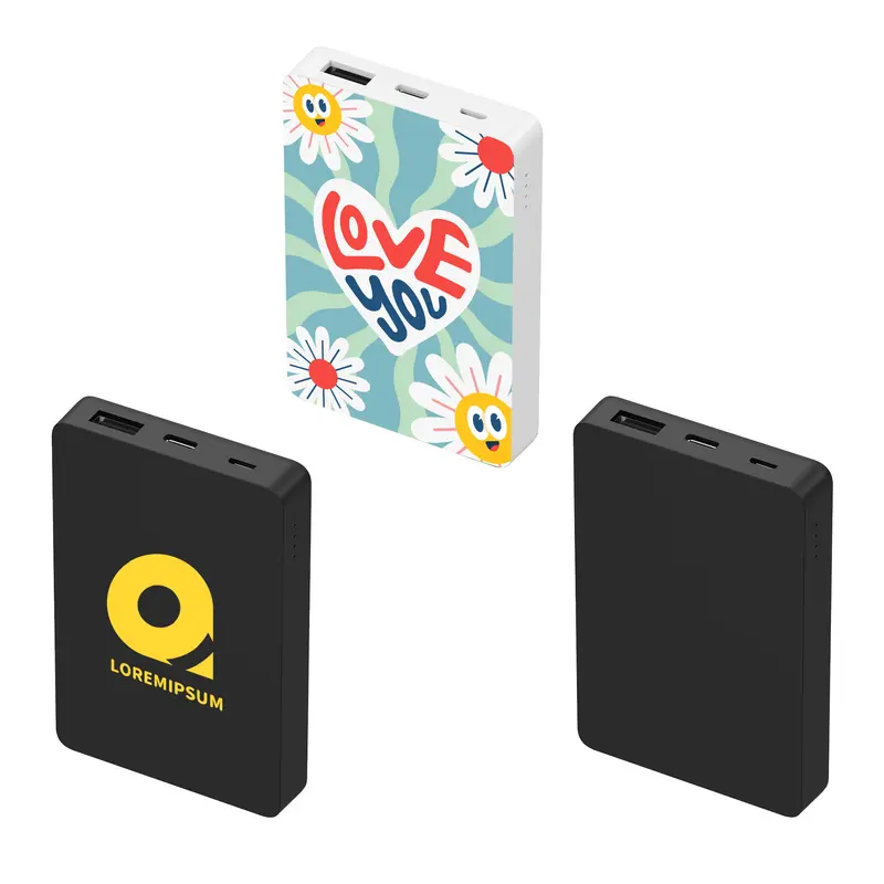 5000mah Square Power Bank – Powerbanks – available in black, white colours
