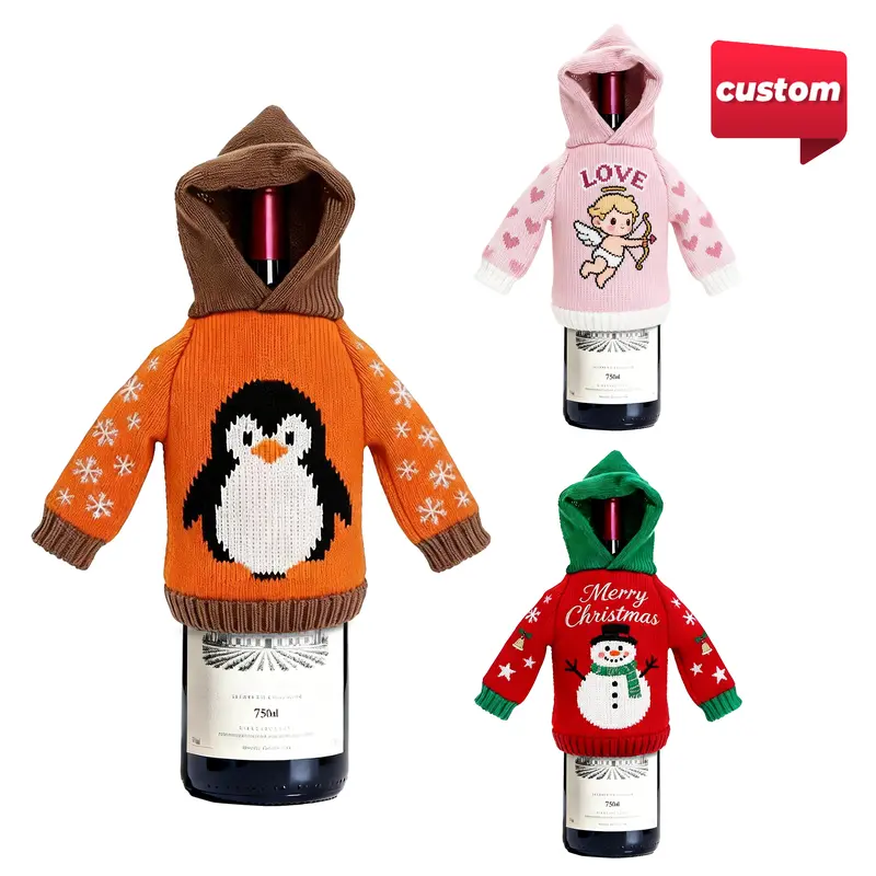 Customisable Knitted Wine Bottle Cover – Misc Drinkware – available in multi colour