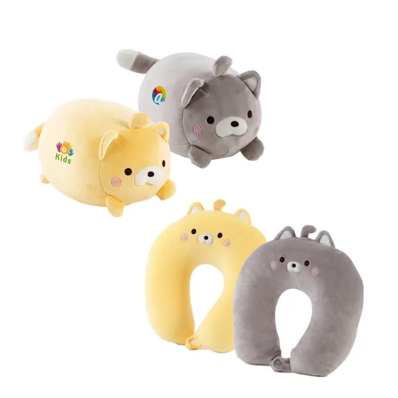Cat Shaped 2 In 1 Travel Pillow – Misc Outdoors – available in grey, yellow colours