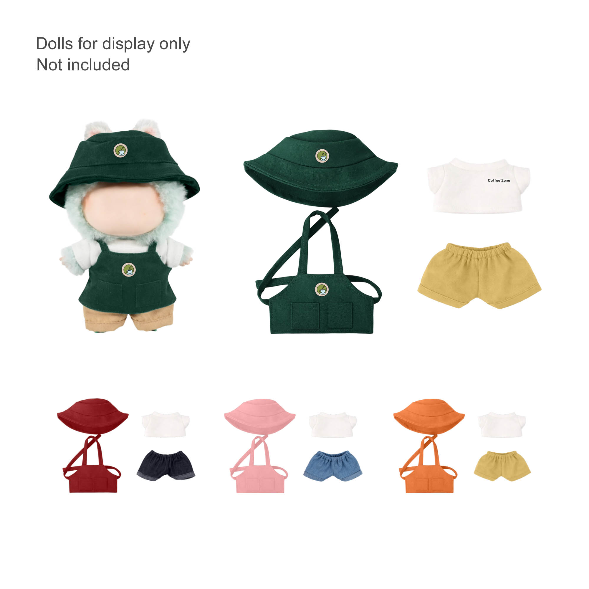 Plush Doll Cafe 4-Piece Apron Outfit (15–17cm Doll)