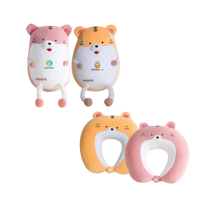 Tiger Shaped 2 In 1 Travel Pillow – Misc Outdoors – available in pink, yellow colours