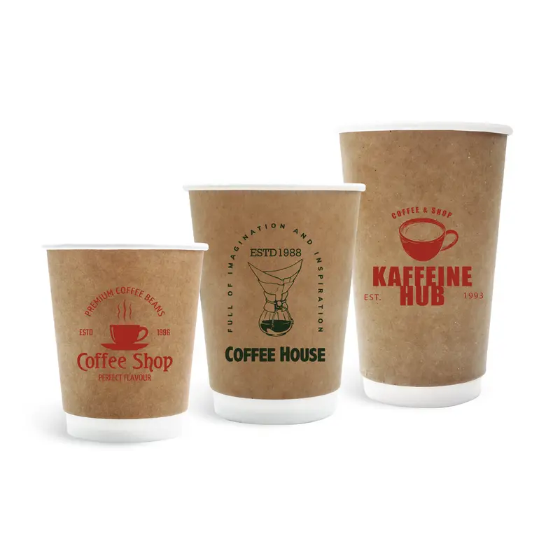Home Compostable Aqueous Double Wall Kraft Paper Cups – Drink Bottles – available in beige colour