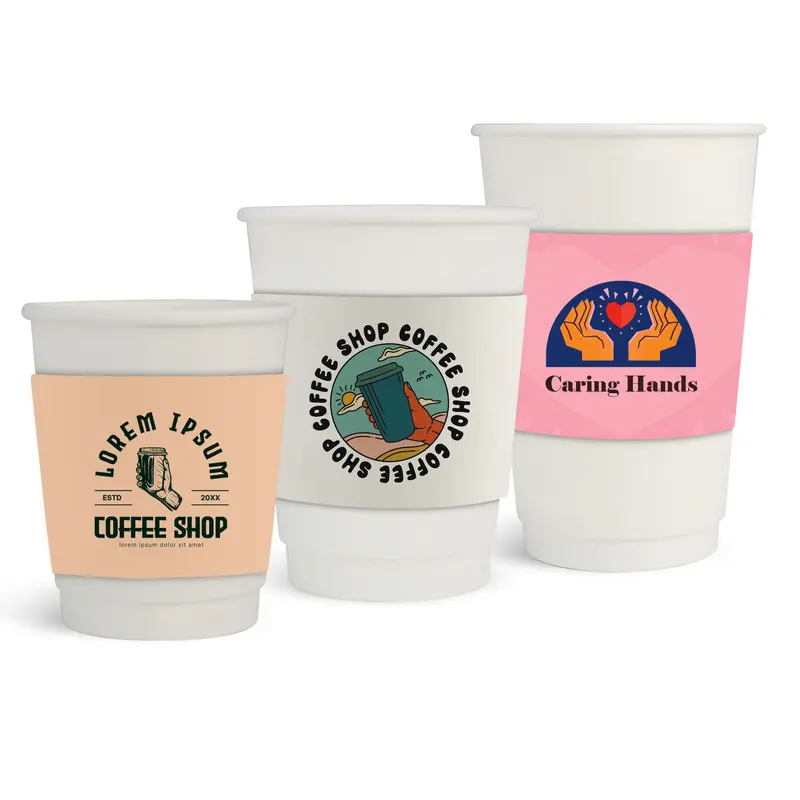 Home Compostable Aqueous Double Wall Paper Cups with Cup Sleeve – Drink Bottles – available in white colour