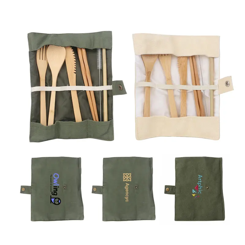 6 pieces Bamboo Cutlery Set – Misc Homeware – available in green, white colours