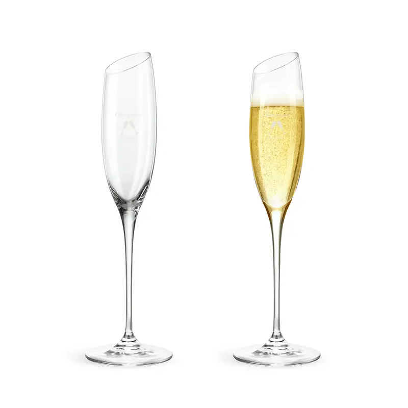 Slanted Champagne Glass – Glassware – available in white colour