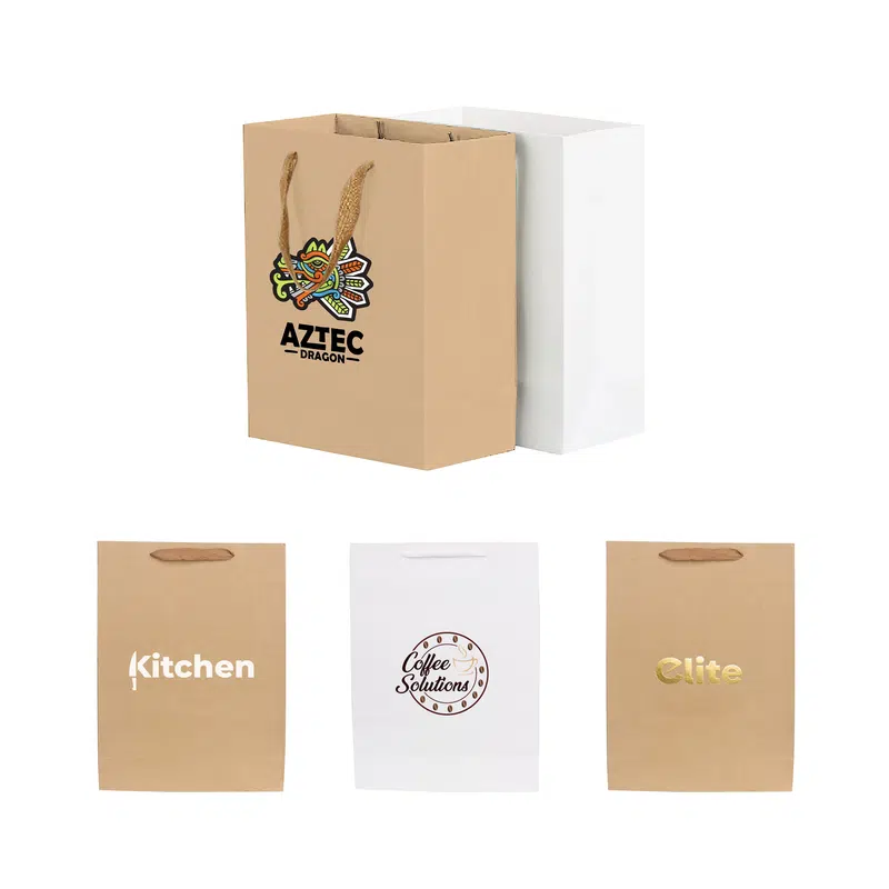 Medium Vertical Paper Bag with Fabric Flat Handle(210 x 270 x 110mm) – Paper Bags