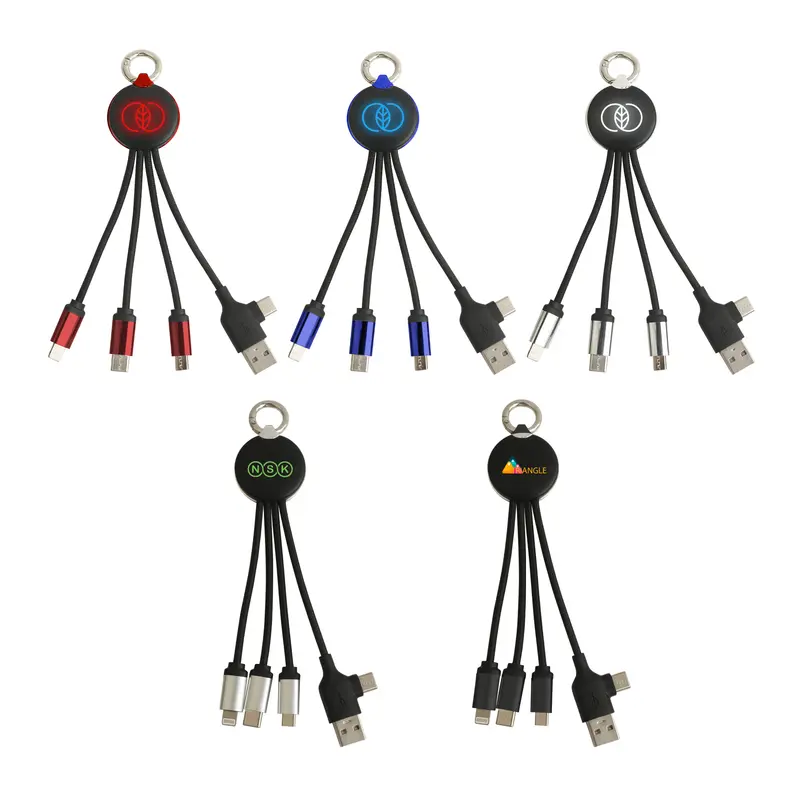 Round Shaped Light Up Multi Charging Cable – Charging Cables – available in black, blue, green, orange colours and 2 more
